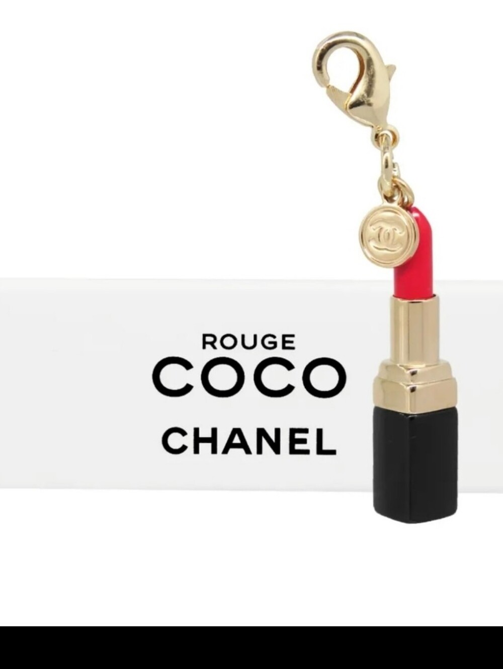 Chanel mini Charm Rouge Coco VIP Gift Red Lipstick CC Logo Pendant